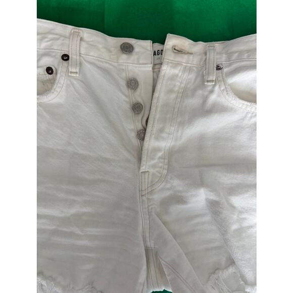 AGOLDE Parker Vintage Cutoff Denim Shorts White Size 27 High Rise Distressed - Picture 11 of 12